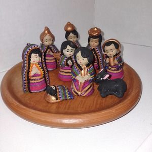Clay and Fabric Nativity Handcrafted Central America